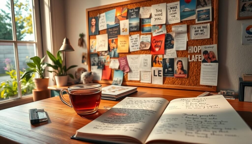 Using tools like vision boards and manifestation journals