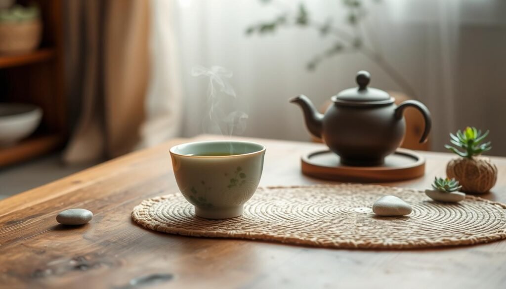 Mindfulness practice with a cup of tea